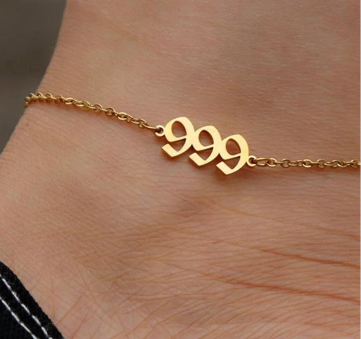 999 Angel Number Anklet- For Forward Movement & Life Lessons
