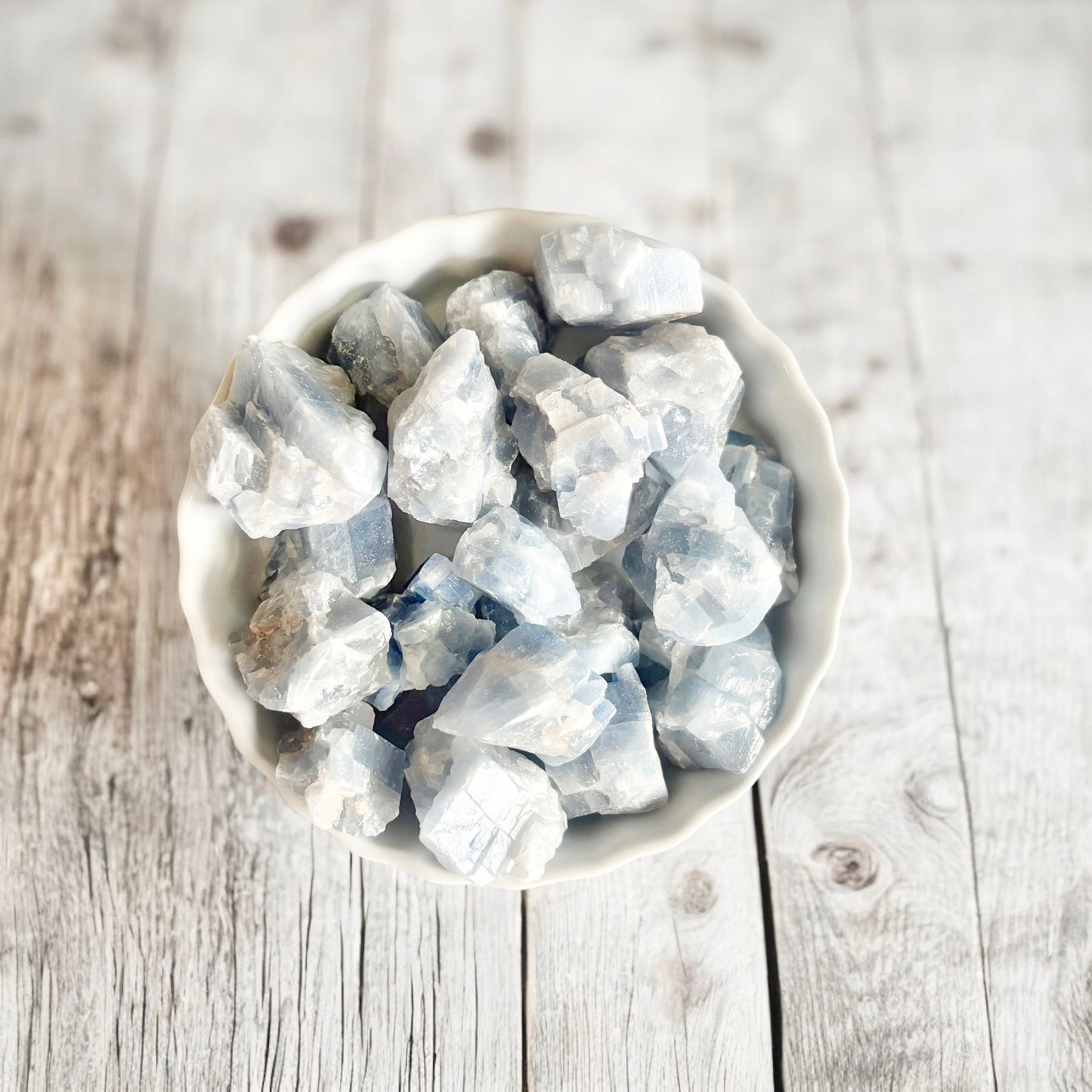 Blue Calcite Raw Stones with Card- Stone of Trust & Relaxation
