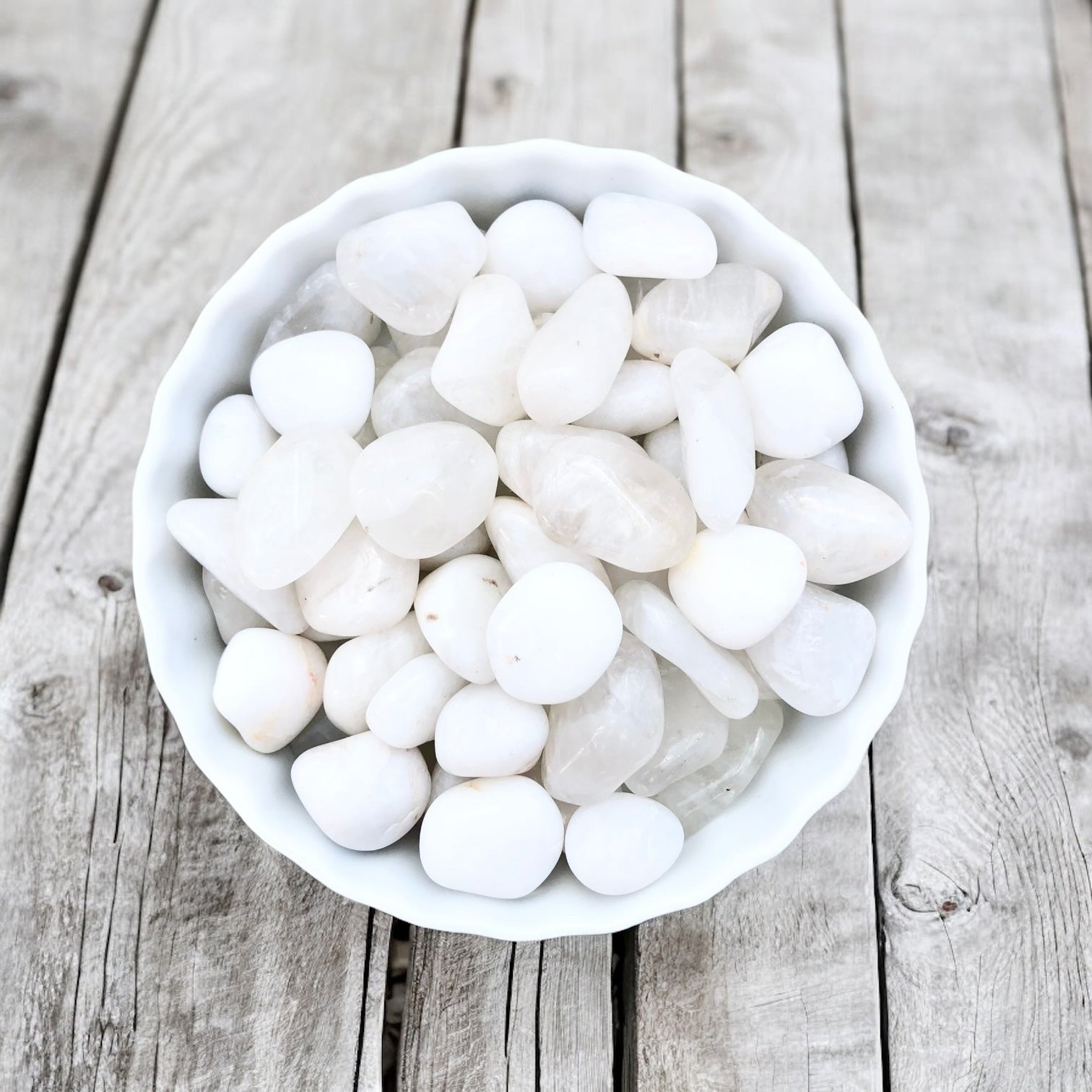 Snow Quartz Tumbled Stones with Card- Stone of Reflection & Meditation