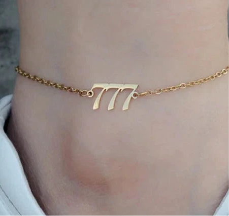 777 Angel Number Anklet- Angel Number for Personal Growth & Development