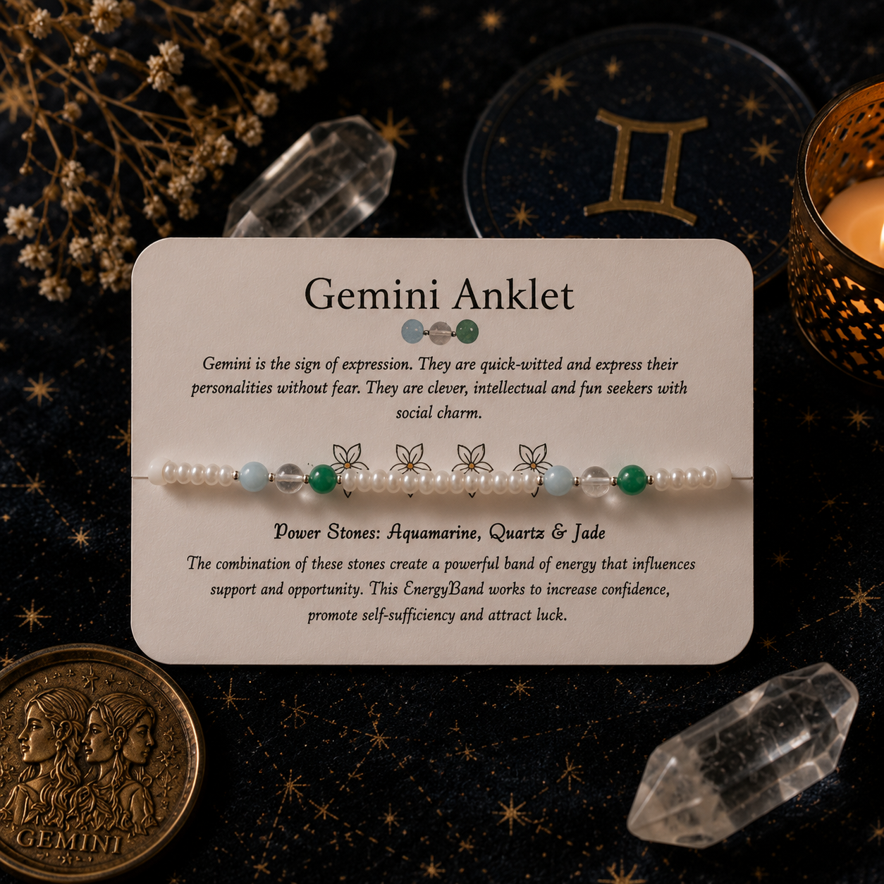 Gemini Zodiac Anklet- Beaded Anklet
