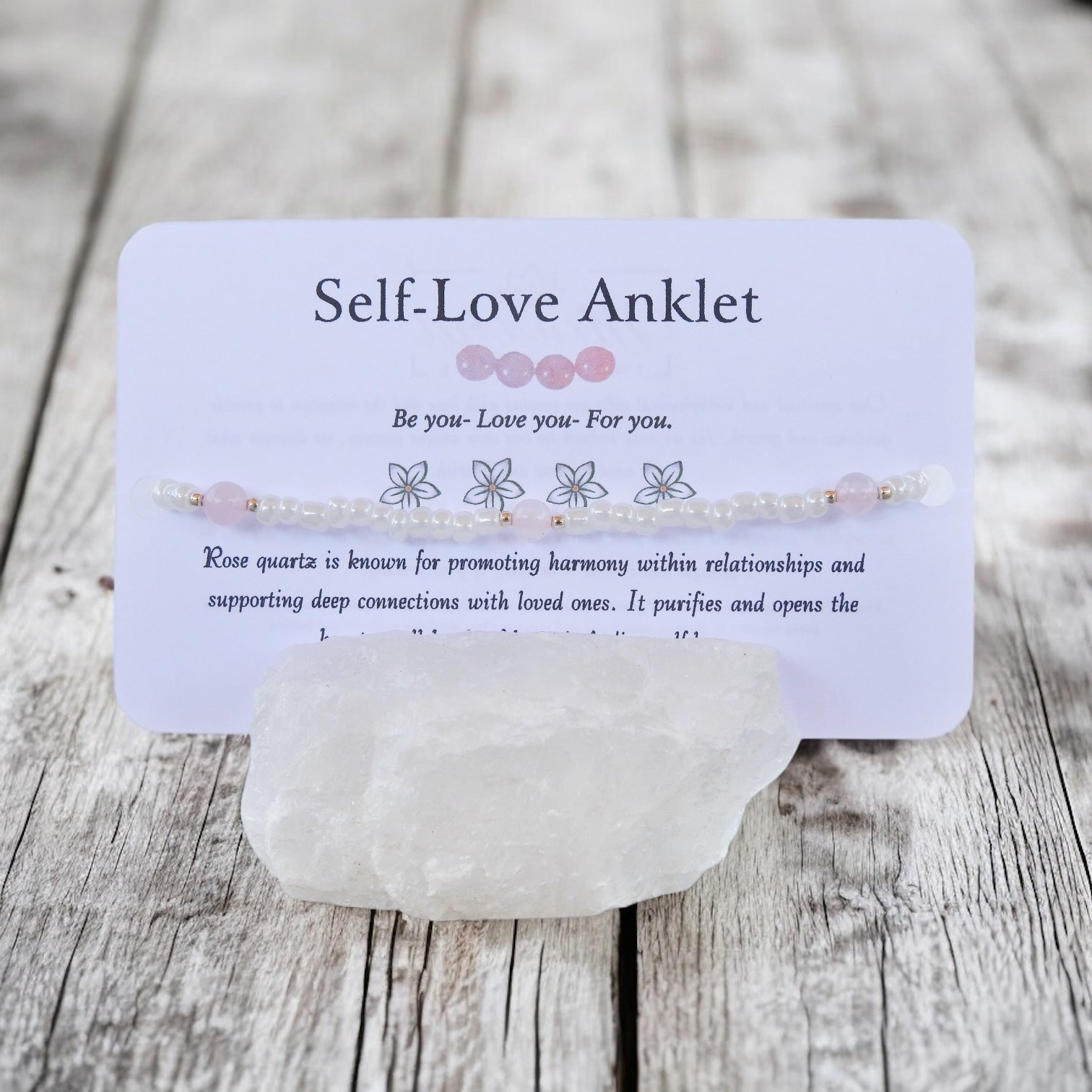 Self Love Anklet - Rose Quartz Beaded Anklet - Mindful Intentions
