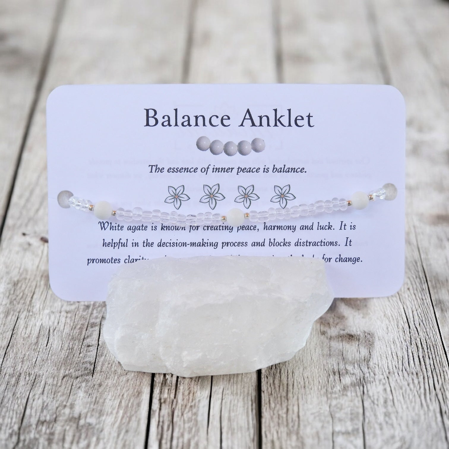 Balance Anklet - White Jade Beaded Anklet - Mindful Intentions