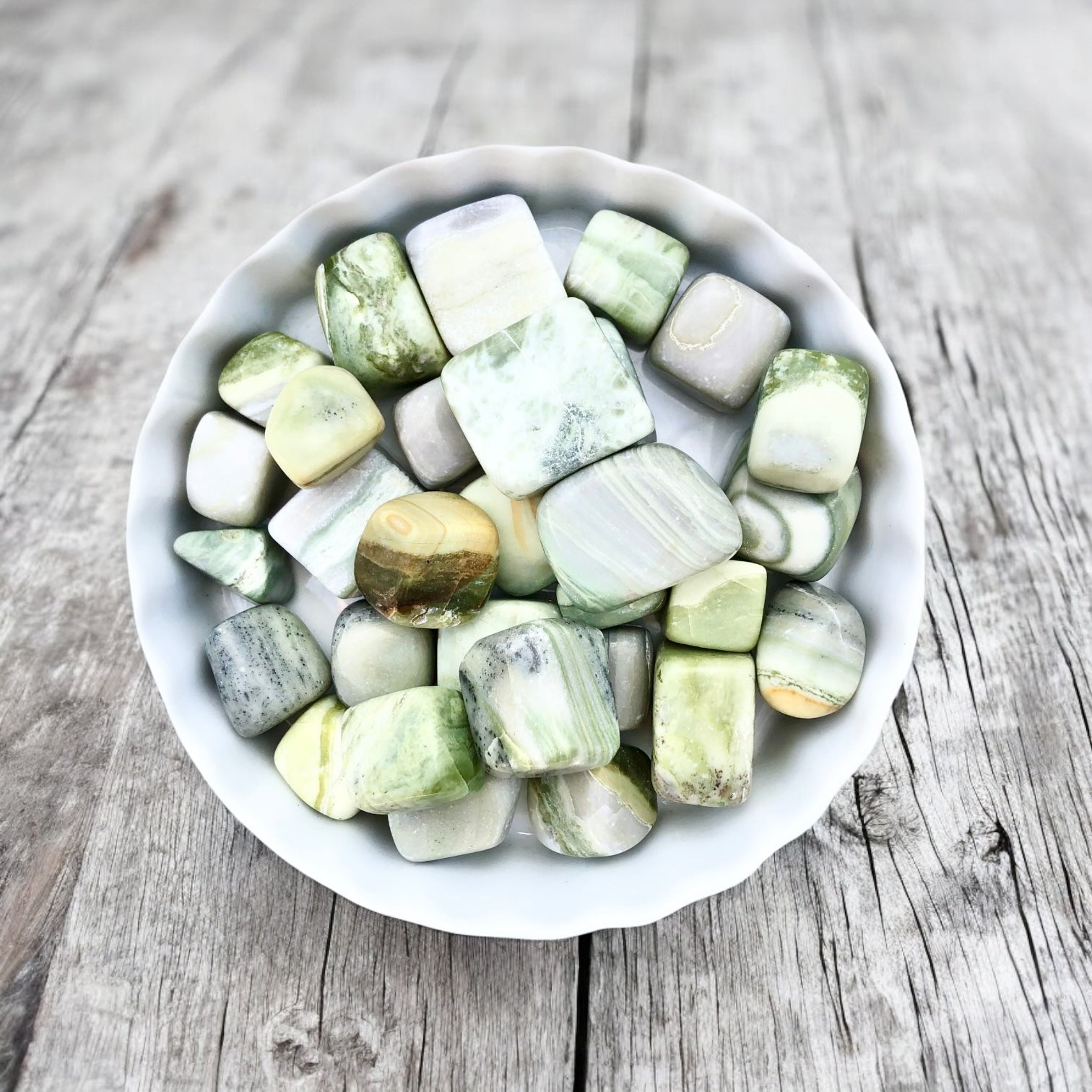 Serpentine Tumbled Stones with Card- Stone of Spiritual Awakening and Detoxing