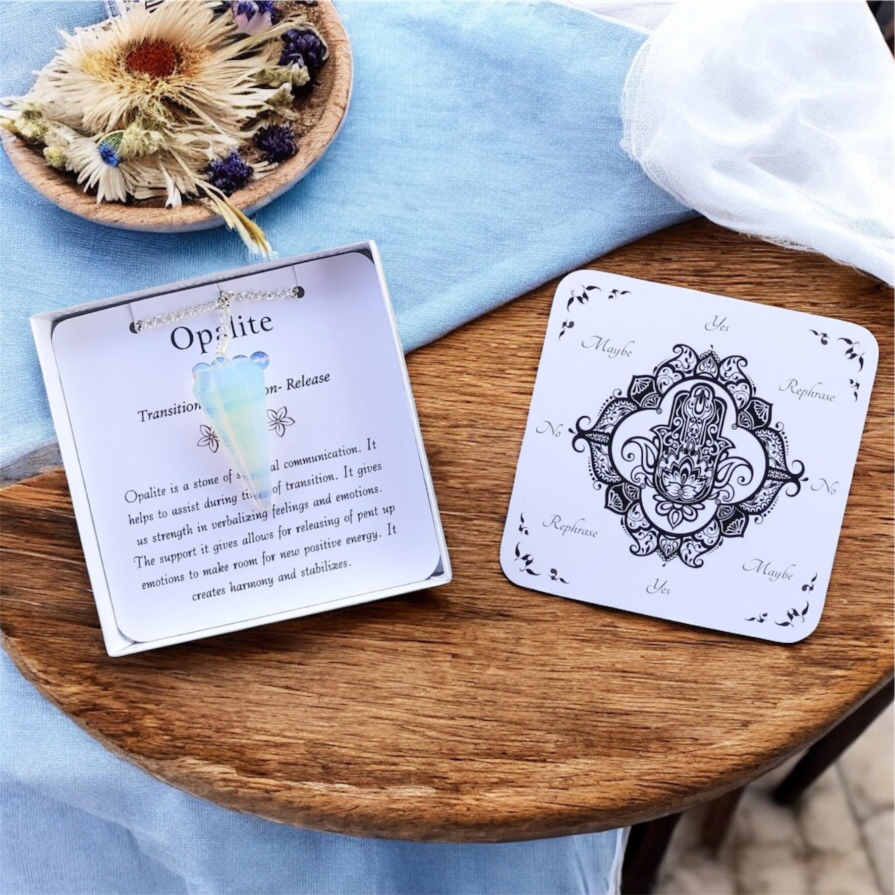 Opalite Pendulum with Pendulum Board & Instructions