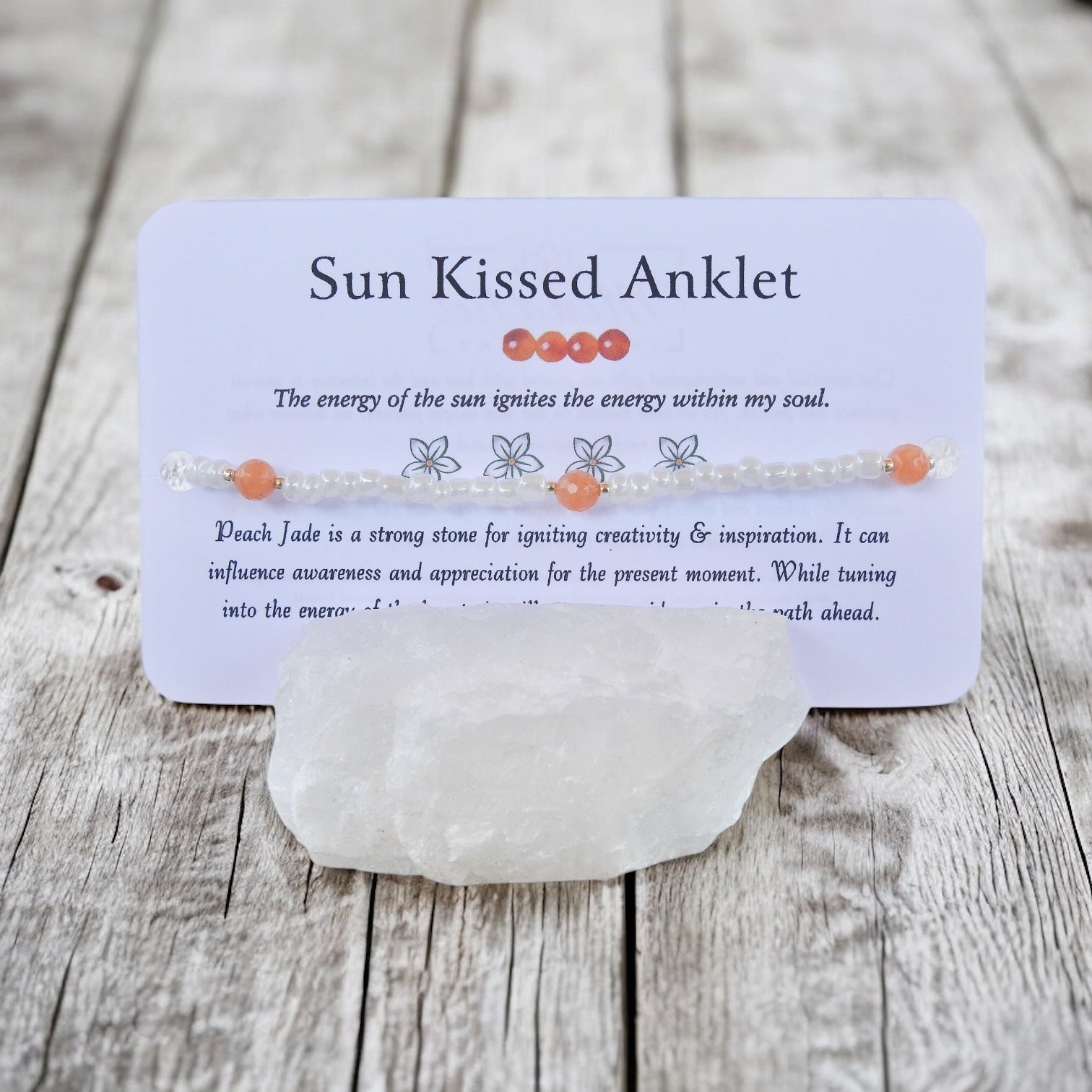 Sun Kissed Anklet - Peach Jade Beaded Anklet