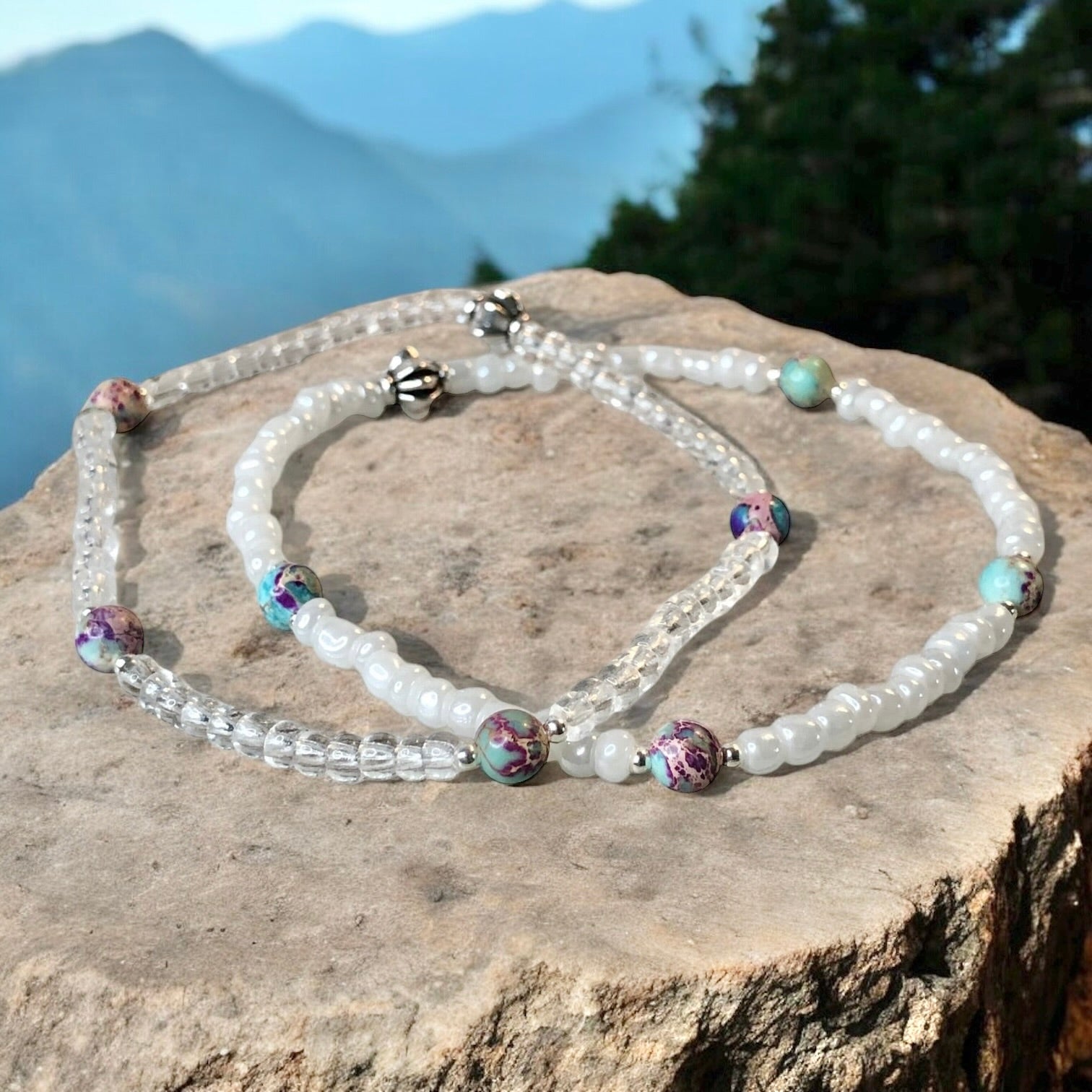 Wanderlust Anklet - Purple Sea Jasper Beaded Anklet