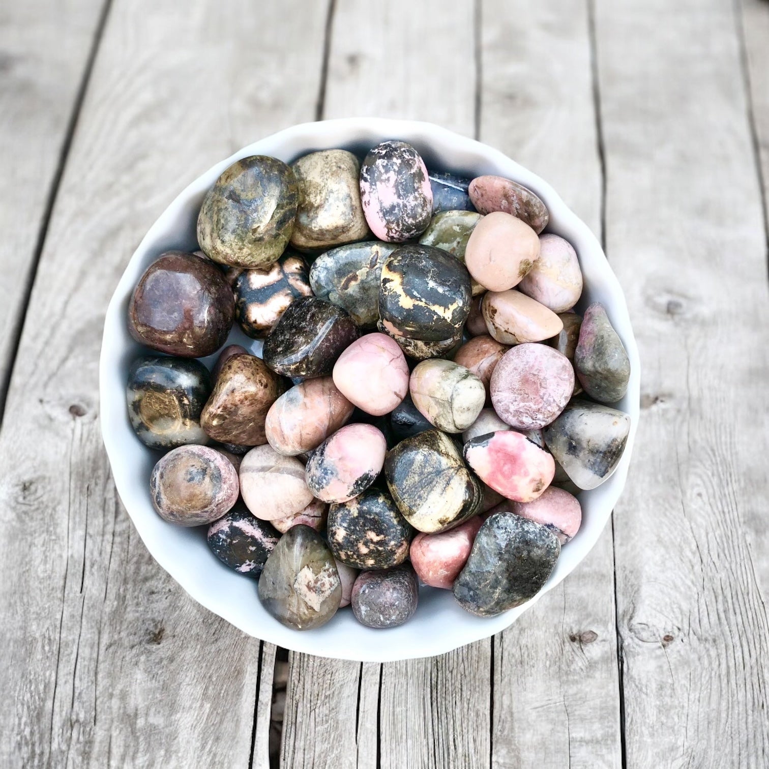 Rhodonite Tumbled Stones with Card- Stone of New Beginnings & Love