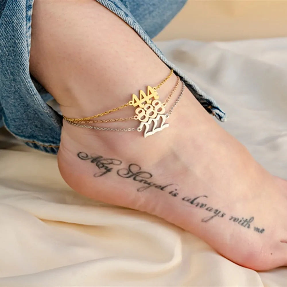 333 Angel Number Anklet- For Divine Timing & Connection - Mindful Intentions