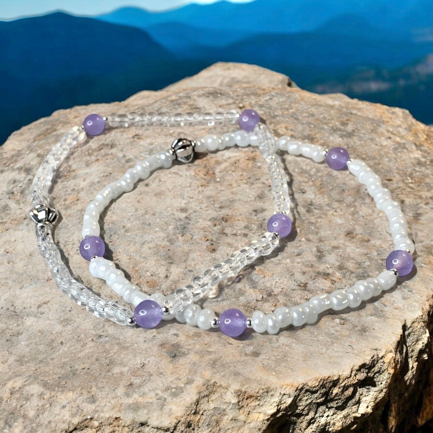 Harmony Anklet - Purple Jade Beaded Anklet