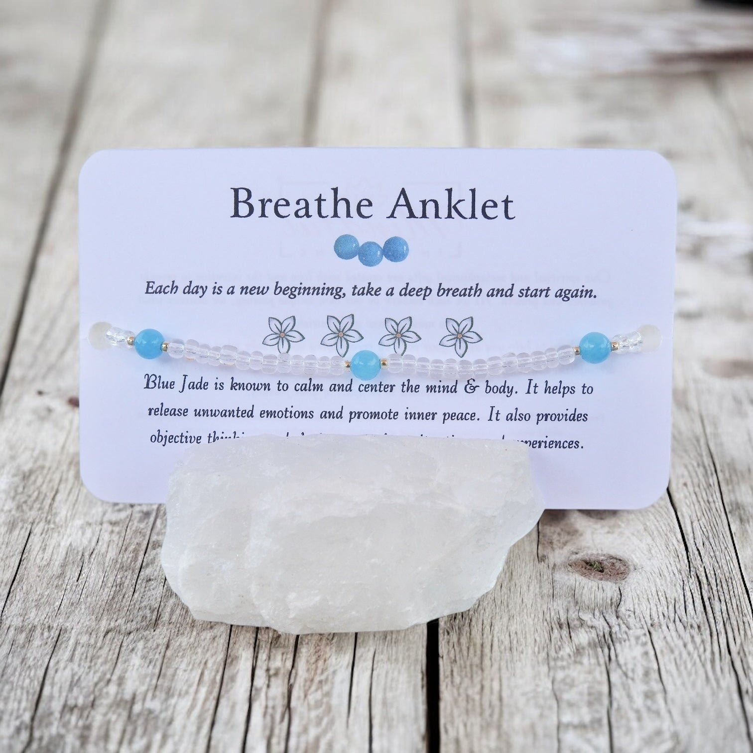Breathe Anklet - Blue Jade Beaded Anklet - Mindful Intentions