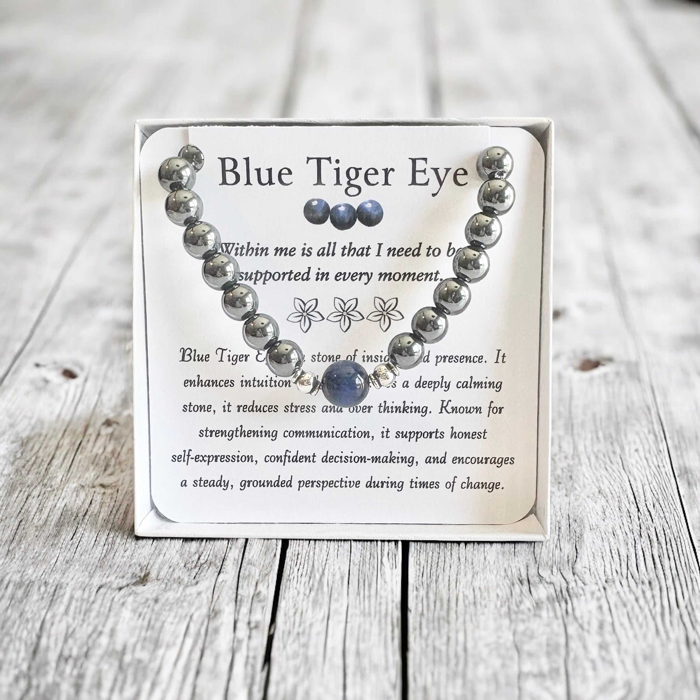 Blue Tiger Eye Men's Bracelet- For Calming Strength & Self Assurance