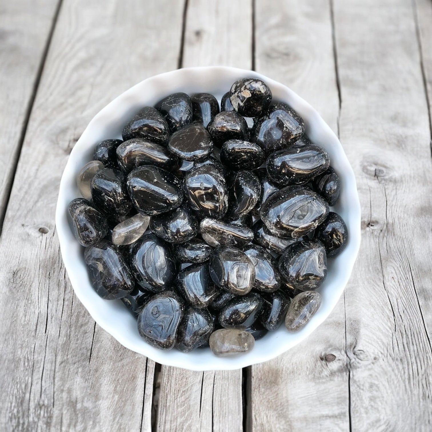 Smoky Quartz Extra Quality Dark Tumbled Stone with Card- Stone of Stress Relief, Grounding and Deep Inner Healing