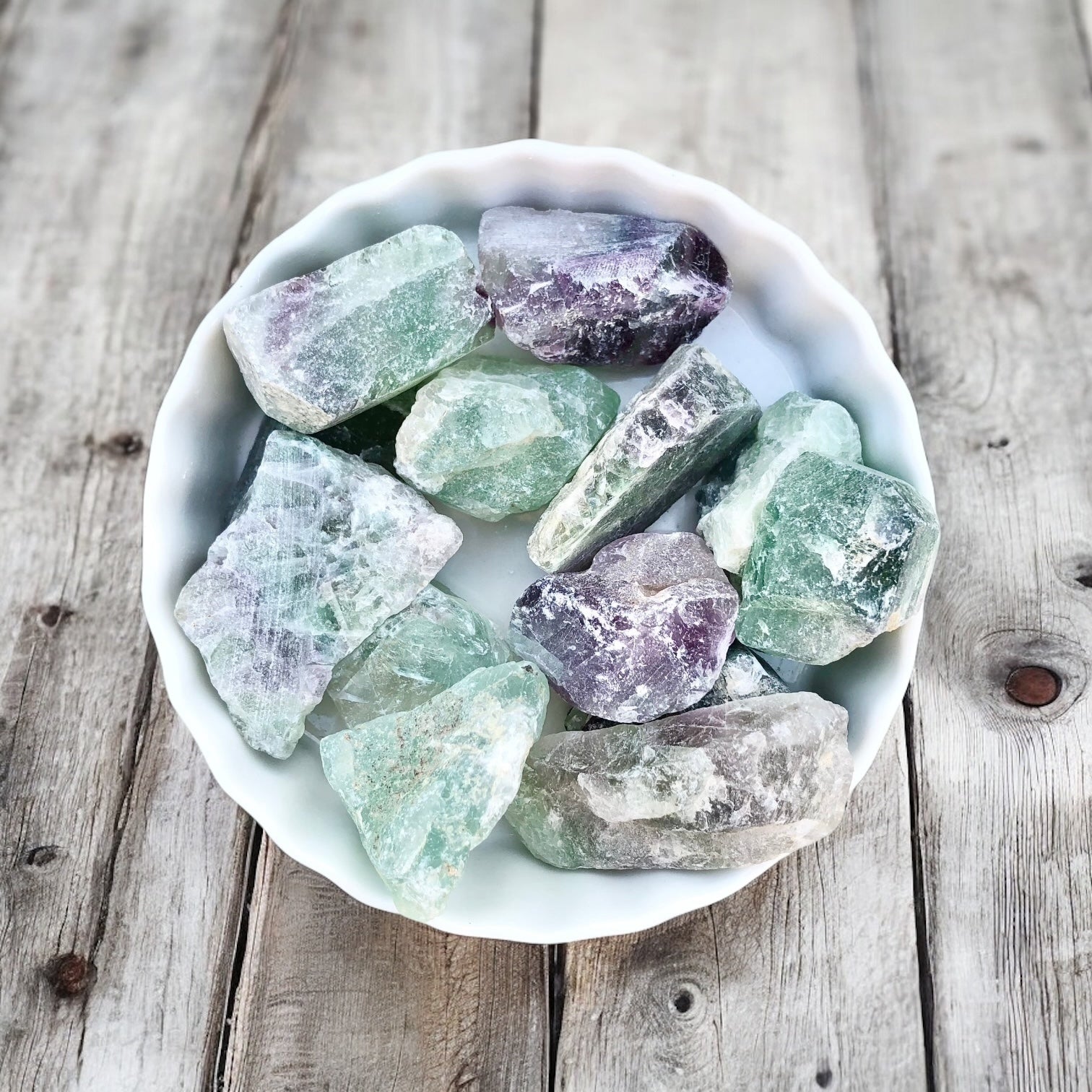 Fluorite Raw Stones with Card- Stone of Focus, Creativity & Anxiety Relief