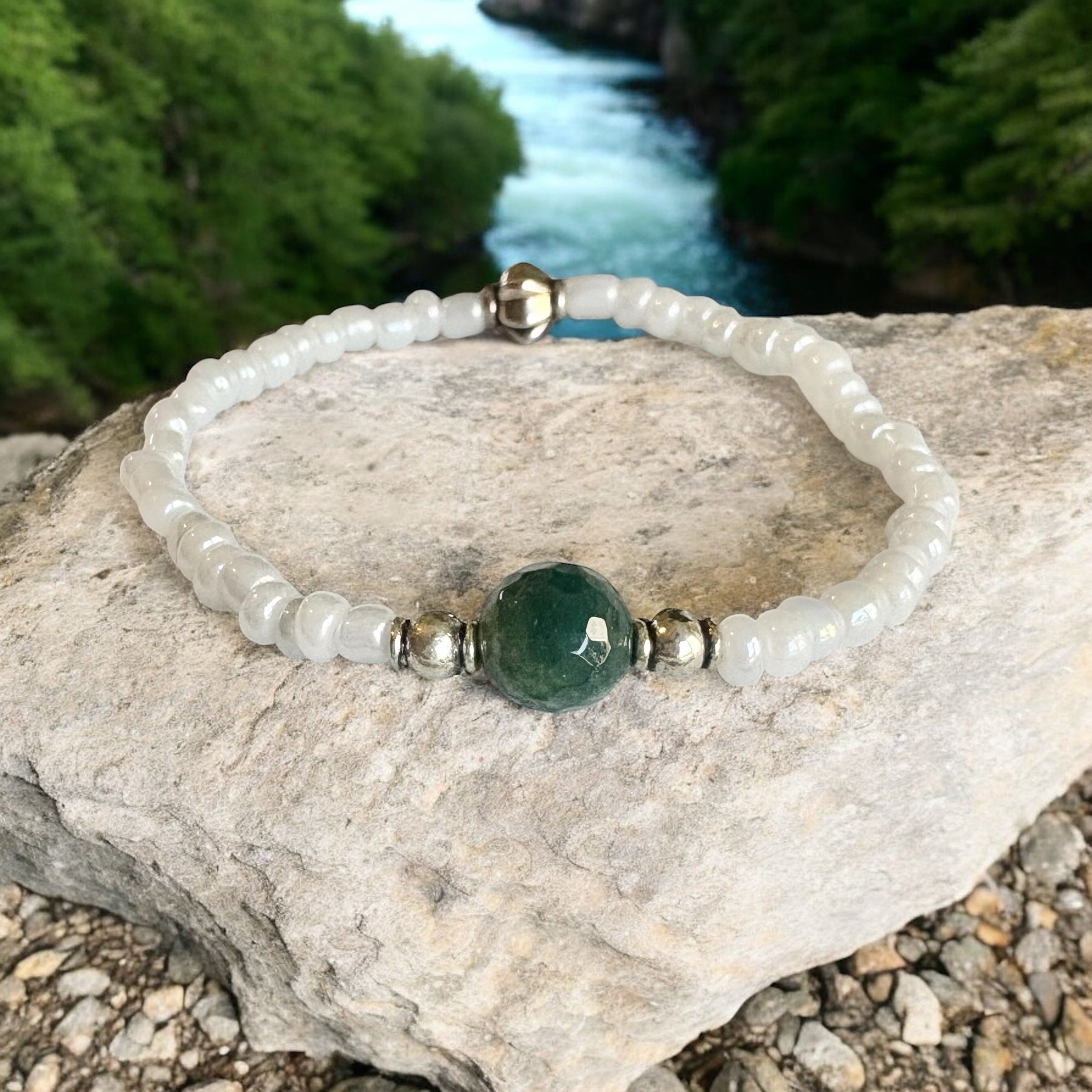 Moss Agate Bracelet- For Abundance, New Beginnings, & Growth