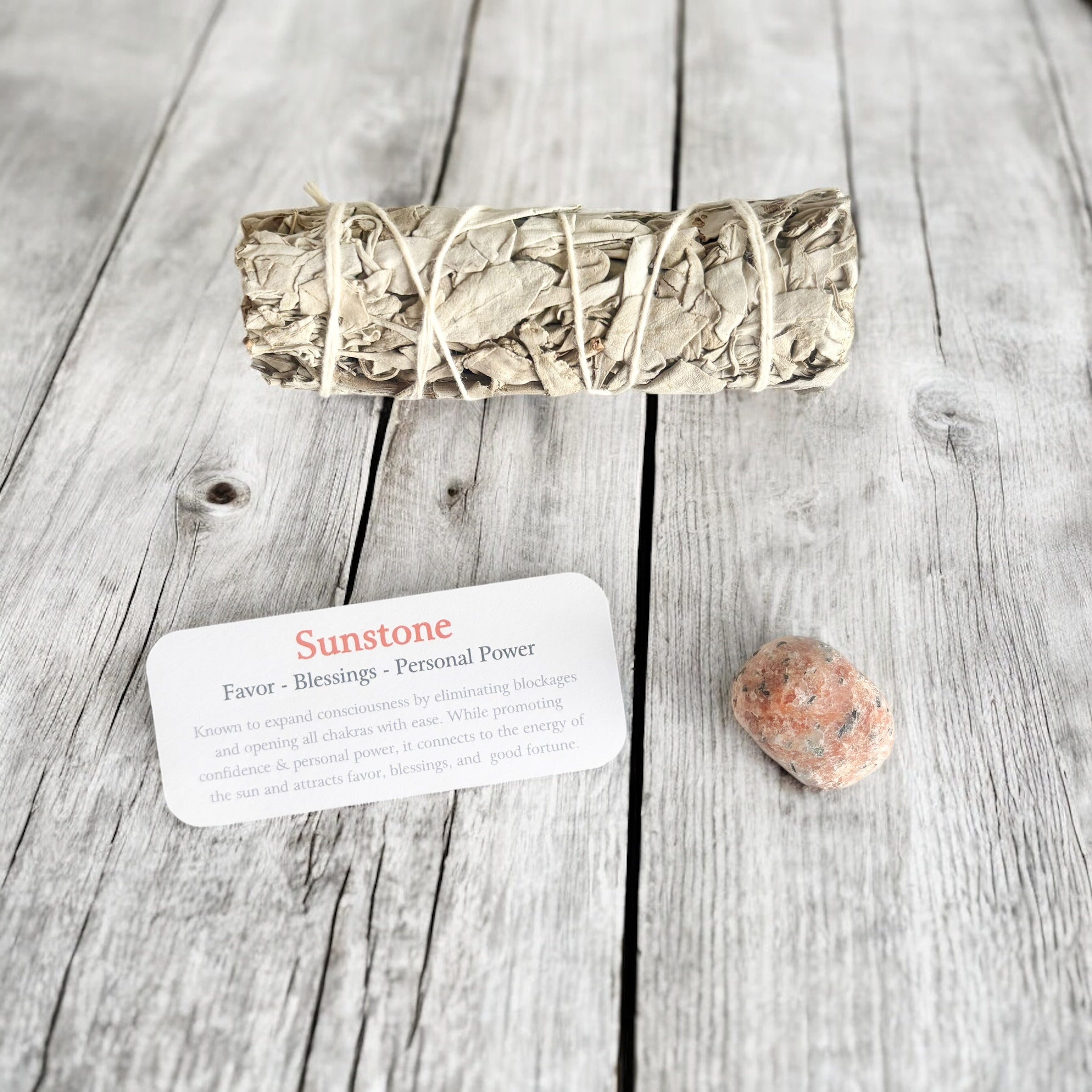 Large Sunstone Tumbled Stones with Card- Stone of Favor & Personal Power