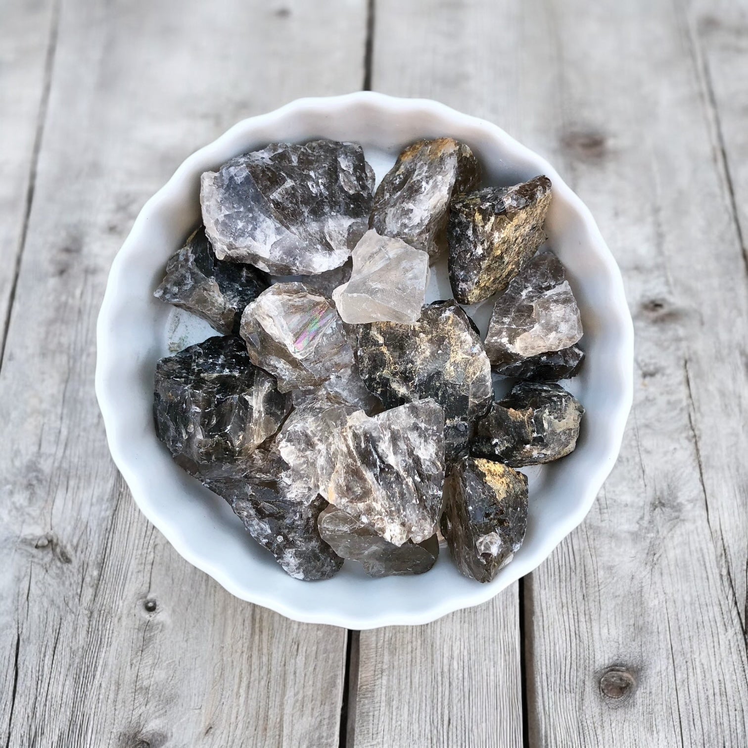 Smoky Quartz Raw Stones with Card- Stone of Stress Relief, Grounding & Deep Inner Healing