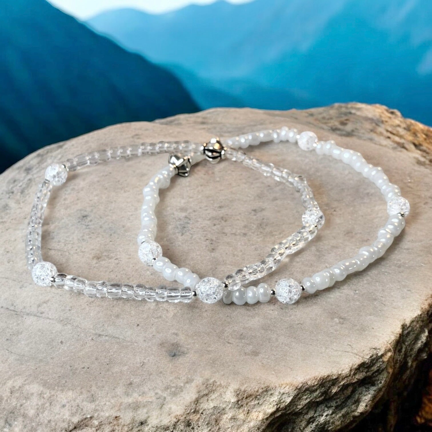 Goddess Anklet - Ice Flake Quartz Beaded Anklet