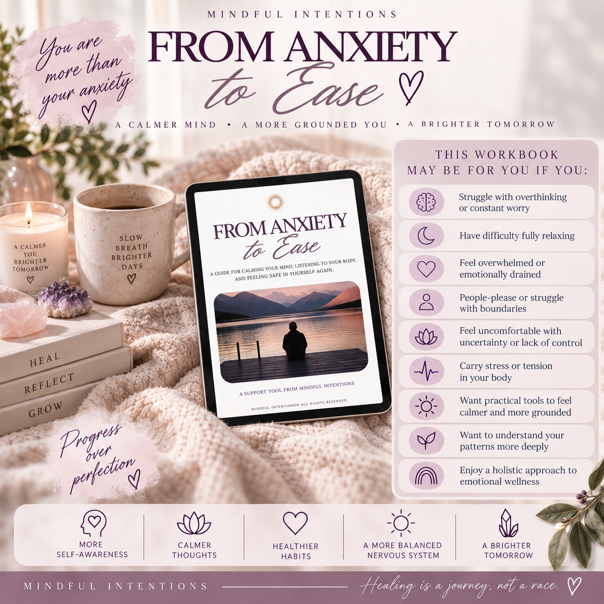 Anxiety Workbook | Nervous System Regulation & Self Reflection Guide | Printable Anxiety Journal