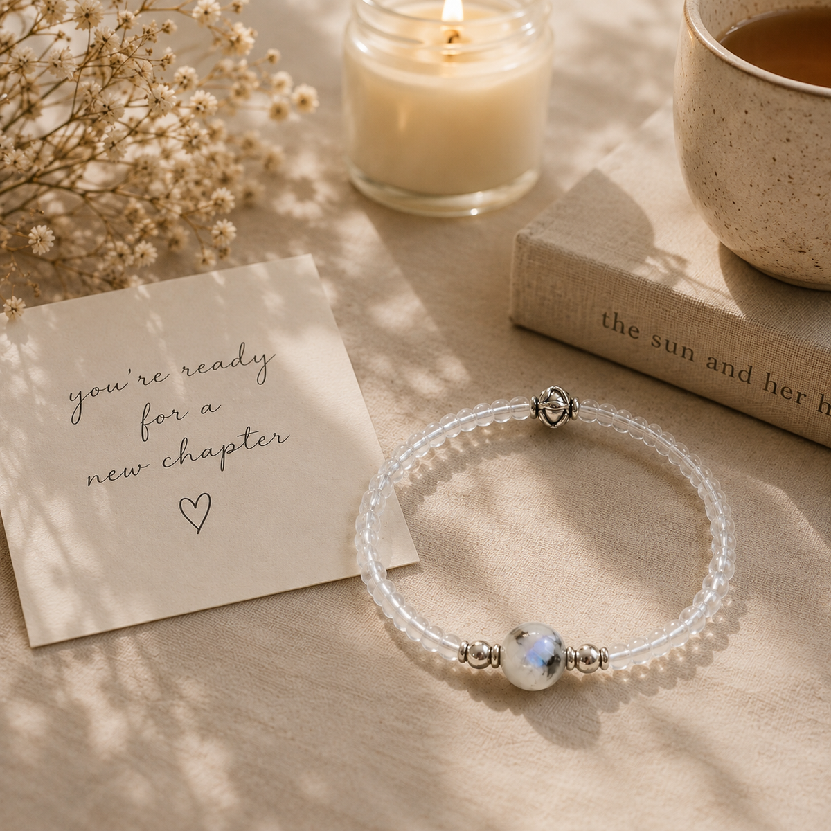 Rainbow Moonstone Bracelet- For New Beginnings & Feminine Energy