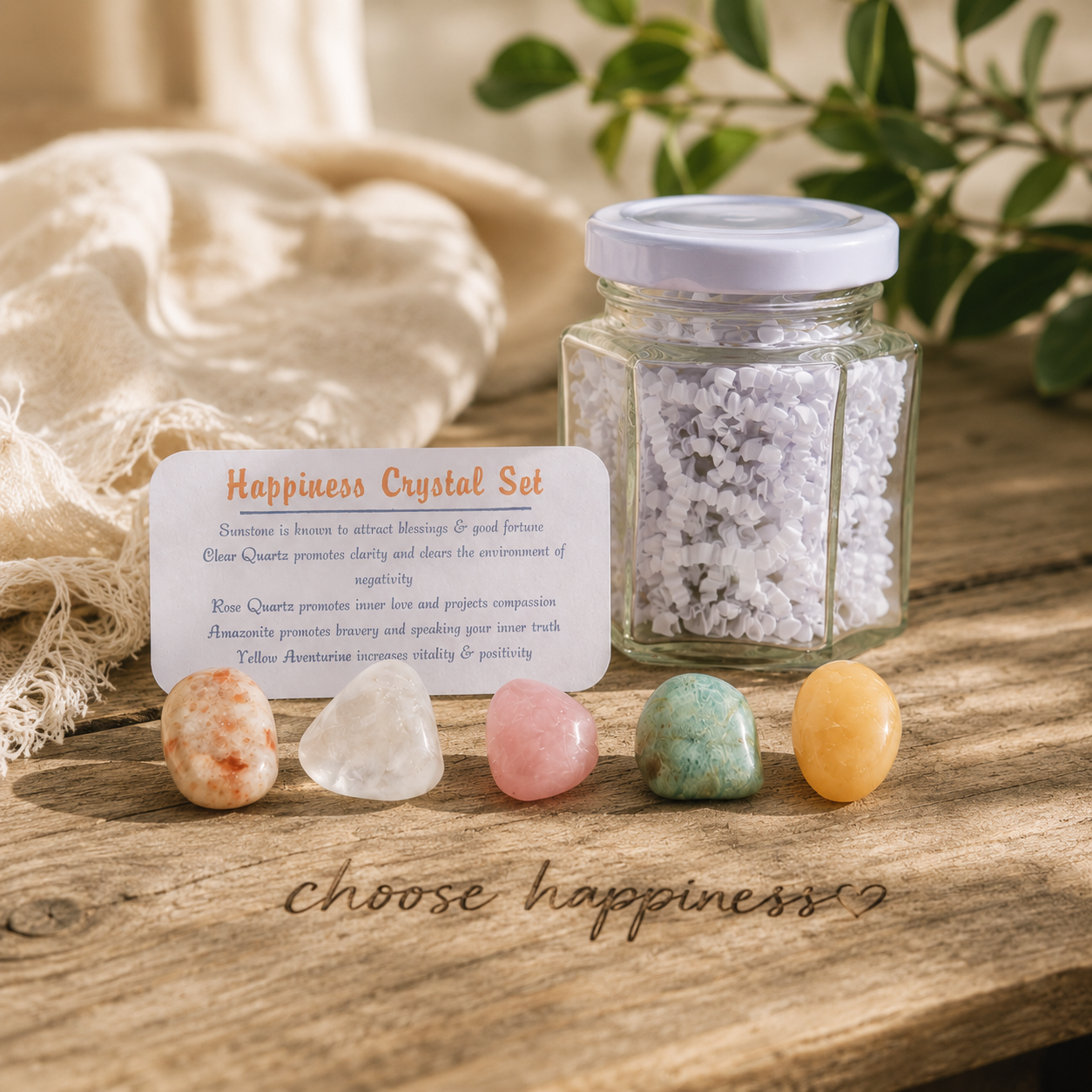 Happiness Crystal Set in Jar