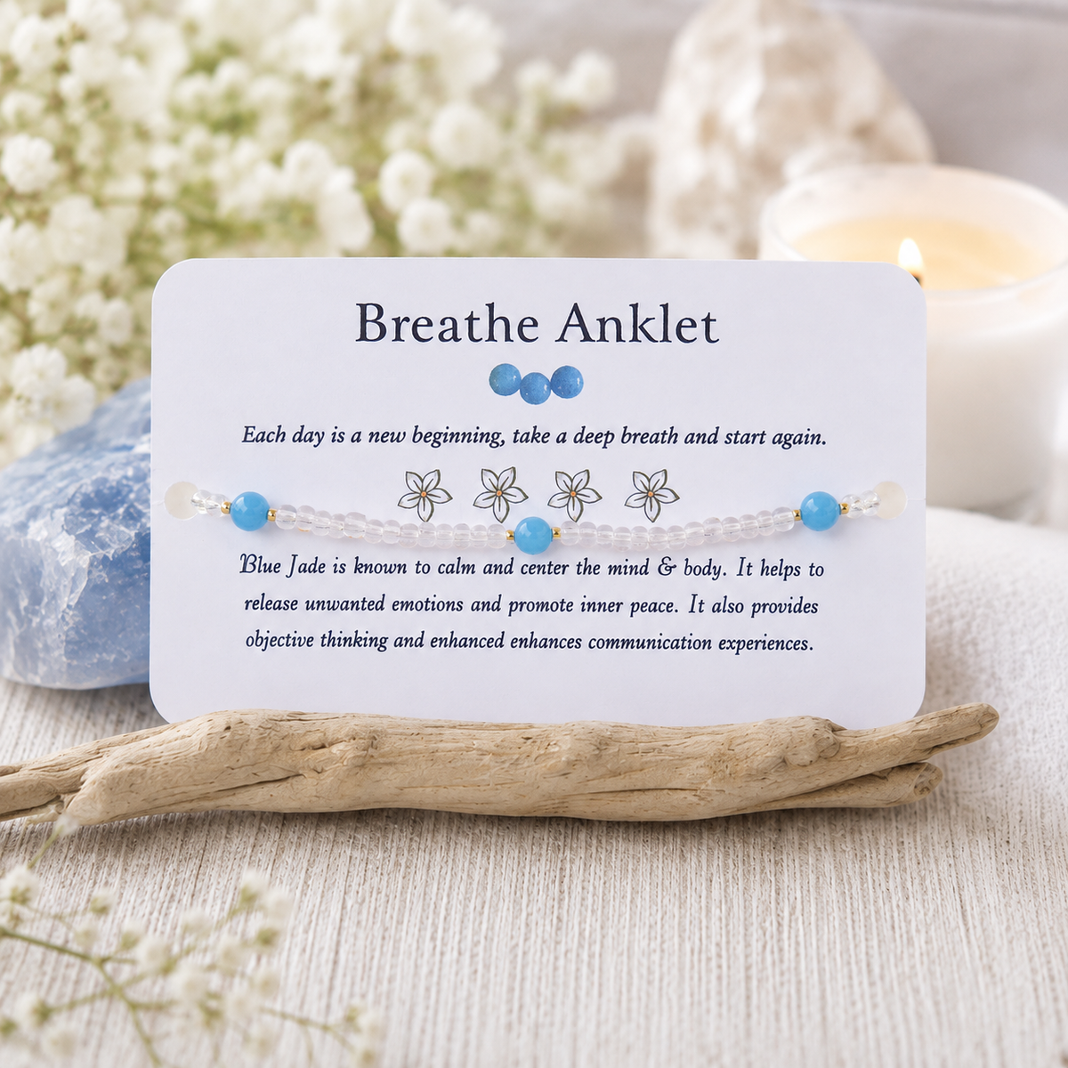 Breathe Anklet - Blue Jade Beaded Anklet