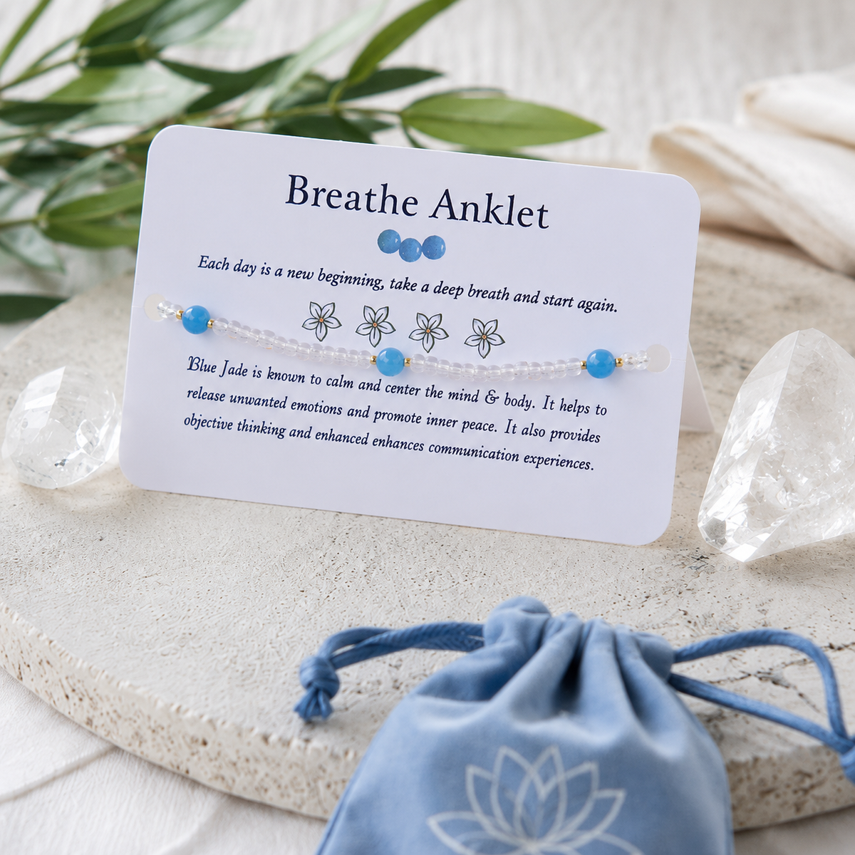 Breathe Anklet - Blue Jade Beaded Anklet