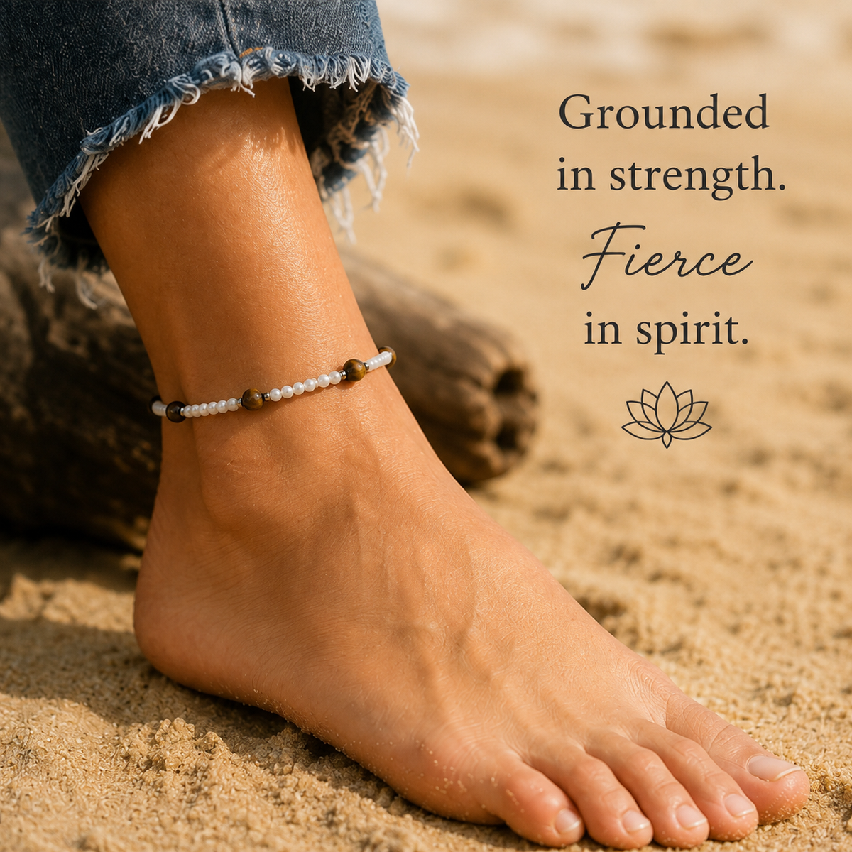 Fierce Anklet - Tiger Eye Beaded Anklet