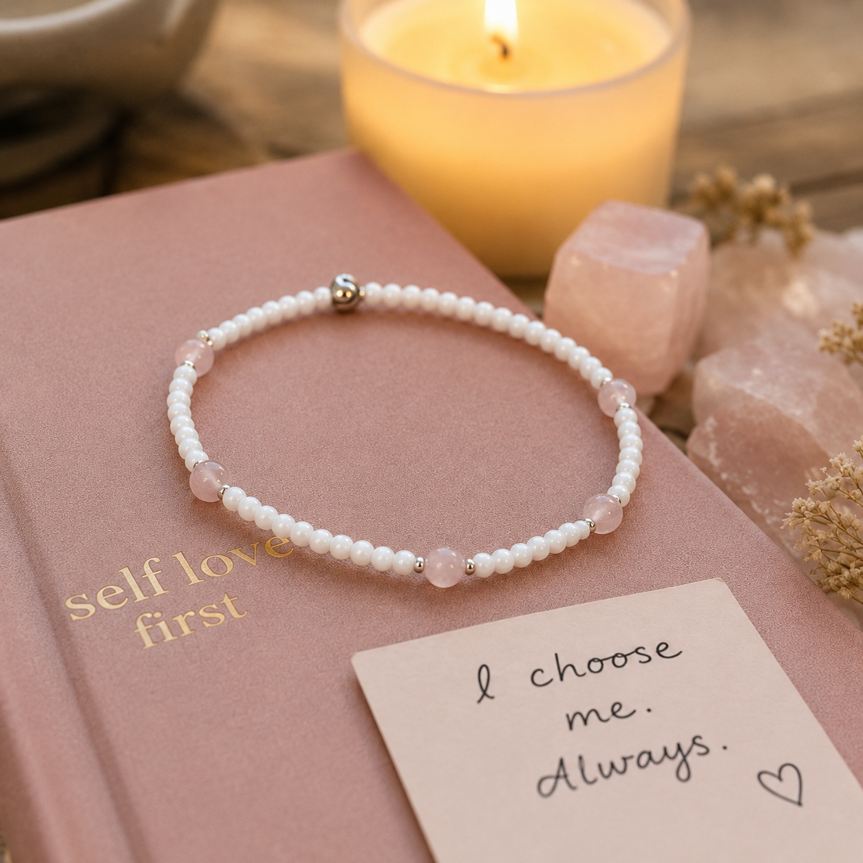 Self Love Anklet - Rose Quartz Beaded Anklet