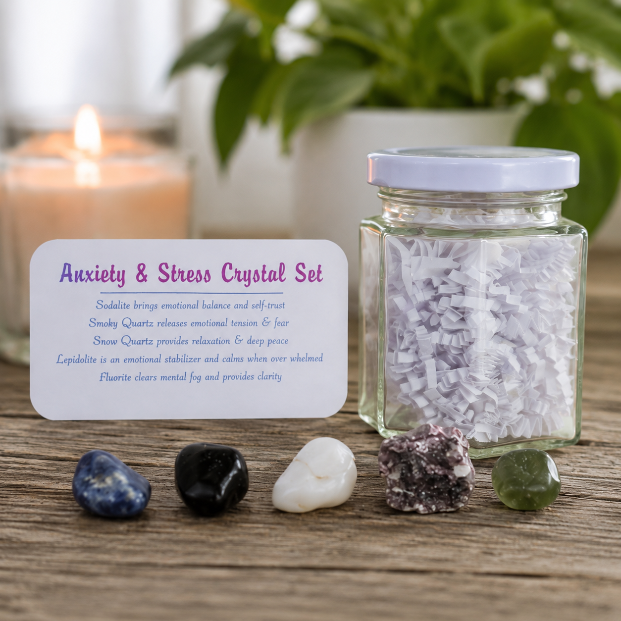 Anxiety & Stress Relief Crystal Set in Jar