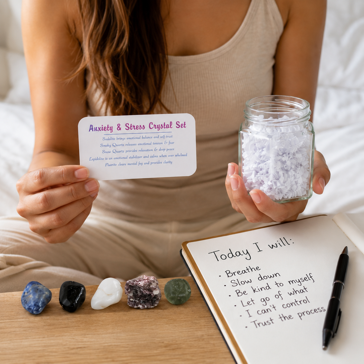 Anxiety & Stress Relief Crystal Set in Jar