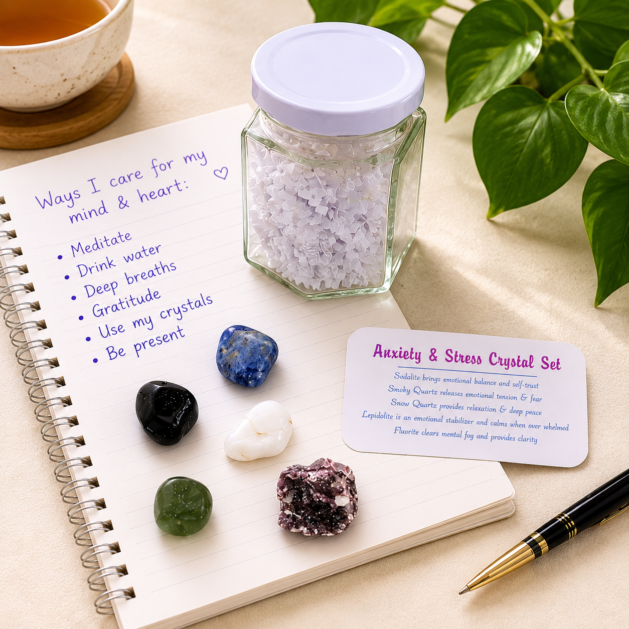 Anxiety & Stress Relief Crystal Set in Jar