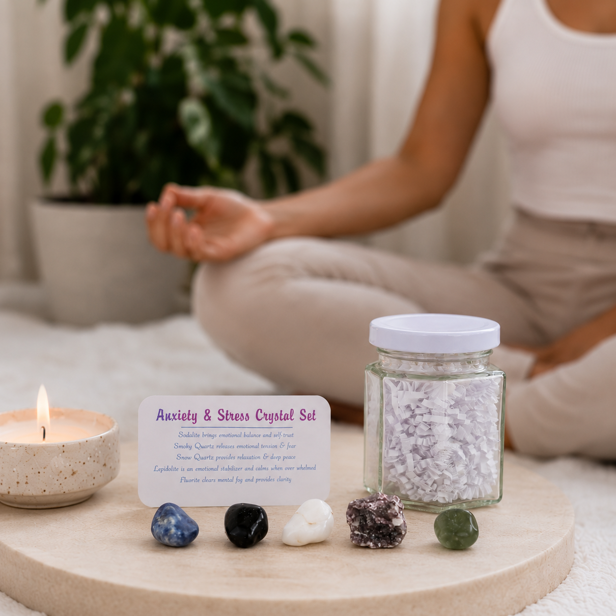 Anxiety & Stress Relief Crystal Set in Jar