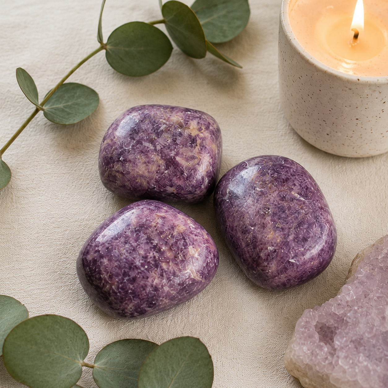 Lepidolite Palm Stone for Anxiety Relief
