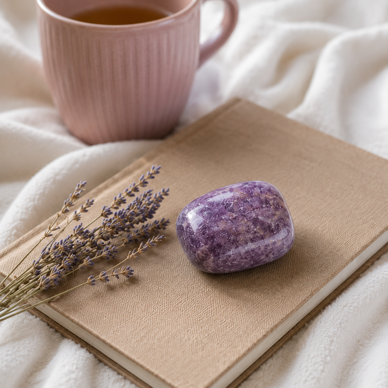 Lepidolite Palm Stone for Anxiety Relief