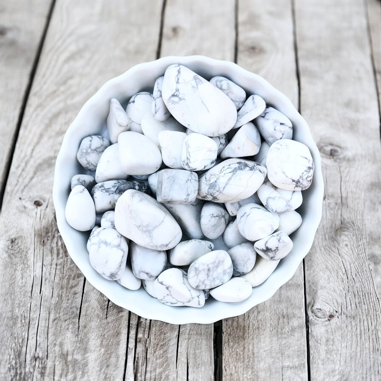 White Howlite Tumbled Stones with Card- Stone of Memory & Knowledge