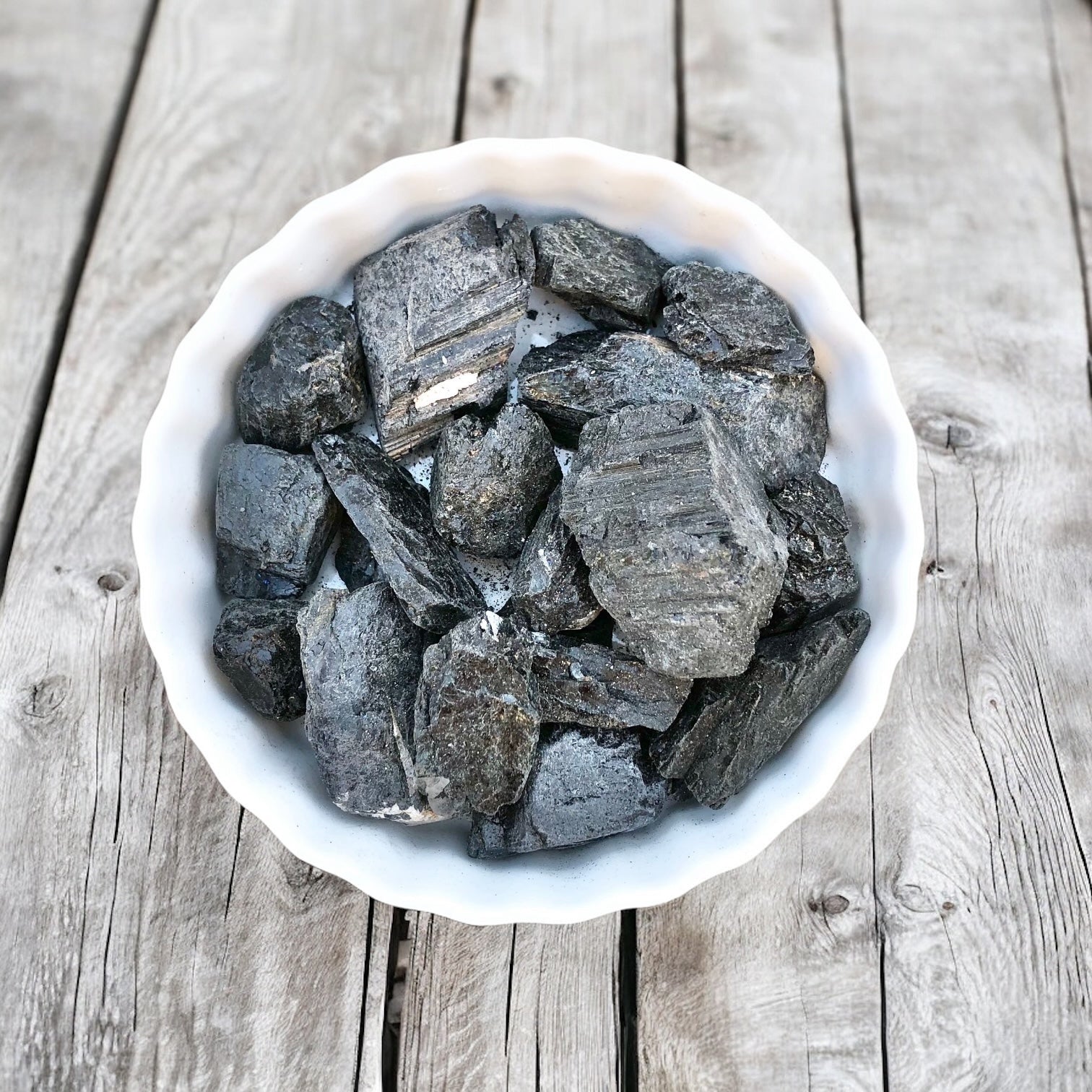 Black Tourmaline Raw Stones with Card- Stone of Protection, Boundaries, and Grounding