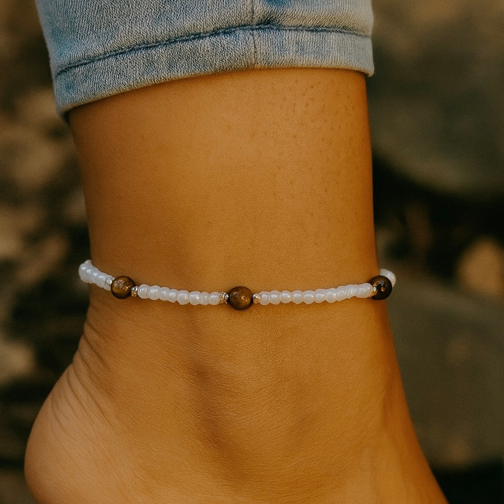 Fierce Anklet - Tiger Eye Beaded Anklet