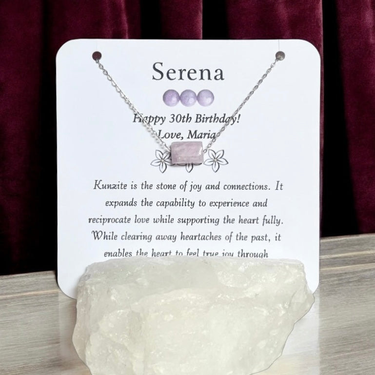 Happy Birthday Personalized Necklace — Custom Name Gift with Genuine Stone