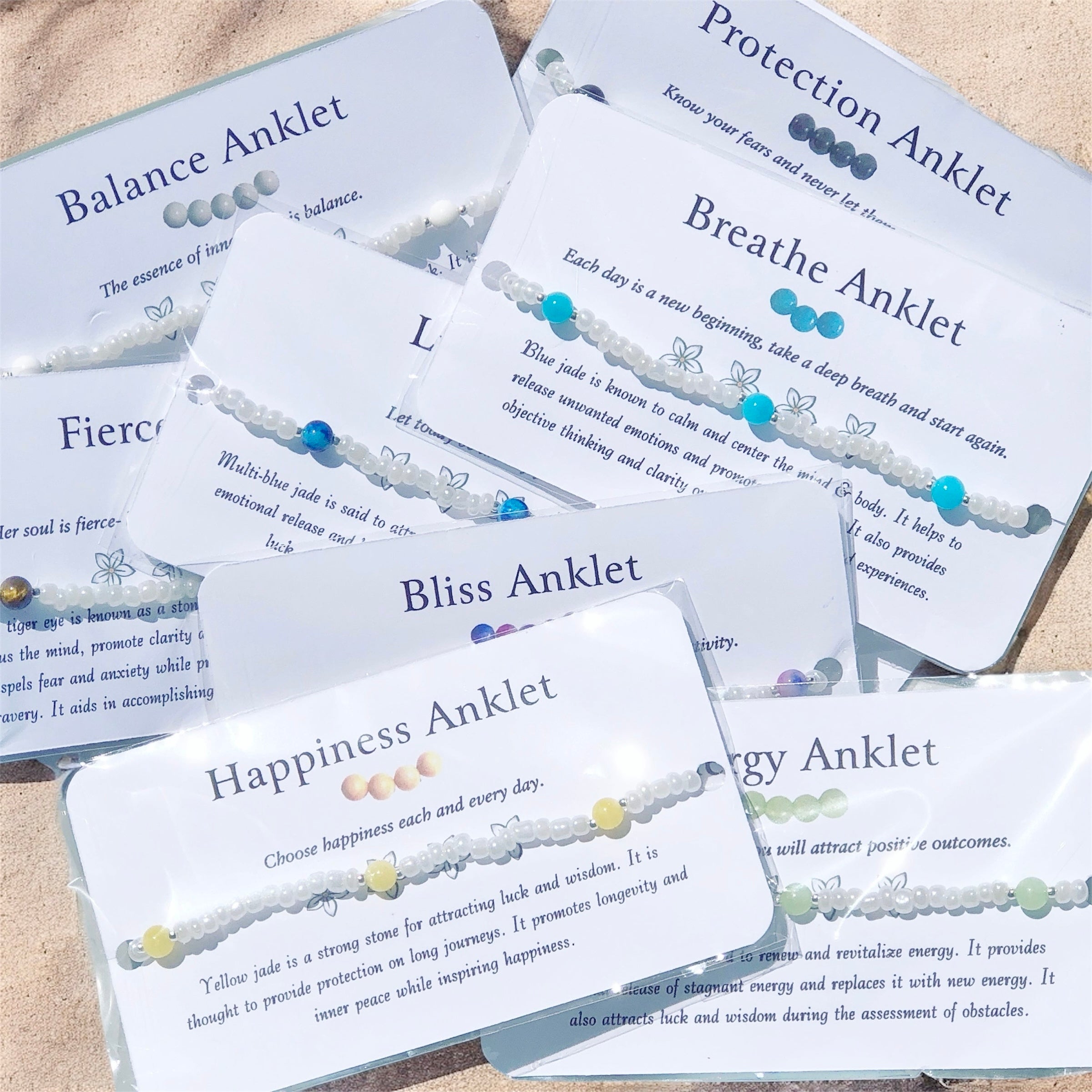 Breathe Anklet - Blue Jade Beaded Anklet - Mindful Intentions