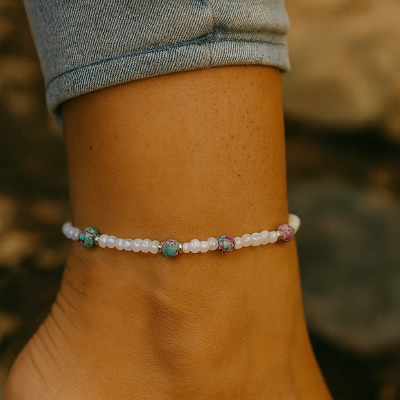 Wanderlust Anklet - Purple Sea Jasper Beaded Anklet