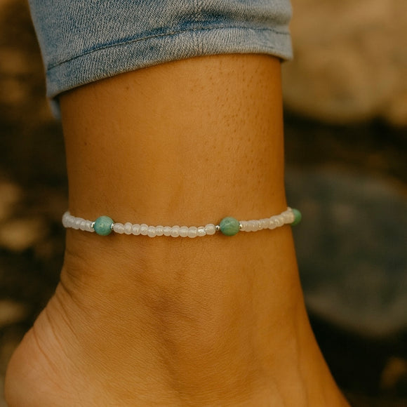 Courage Anklet- Amazonite Beaded Anklet