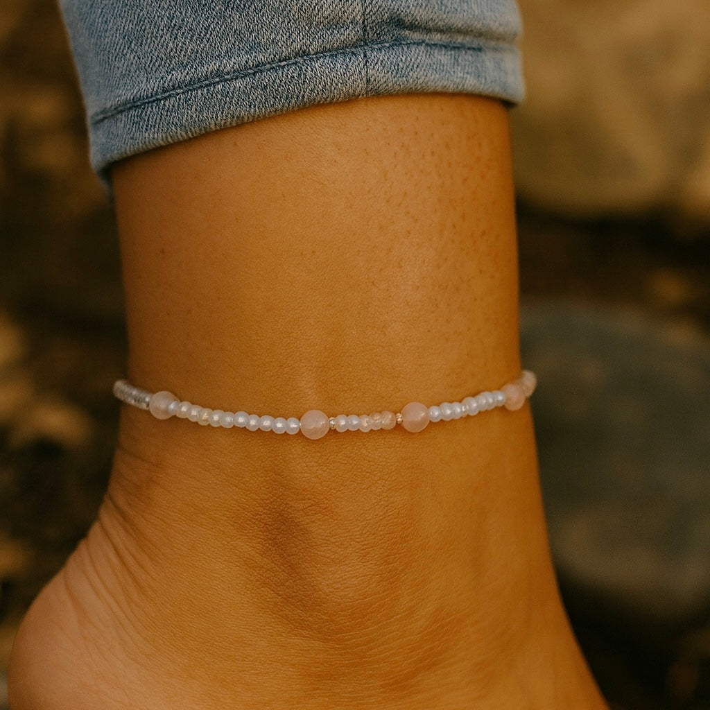 Self Love Anklet - Rose Quartz Beaded Anklet