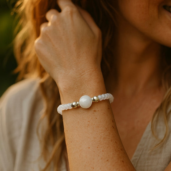 Rainbow Moonstone Bracelet- For New Beginnings & Feminine Energy