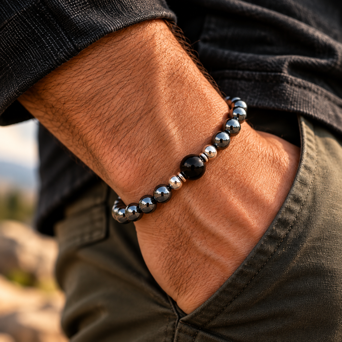 Onyx Men's Bracelet For Protection & Strength