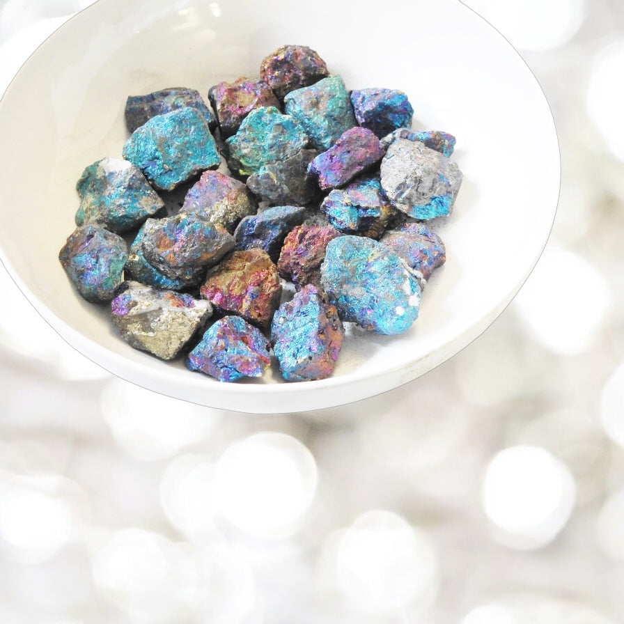 Peacock Ore Raw Stones with Card-Stone of Direction, Self Esteem & Creativity