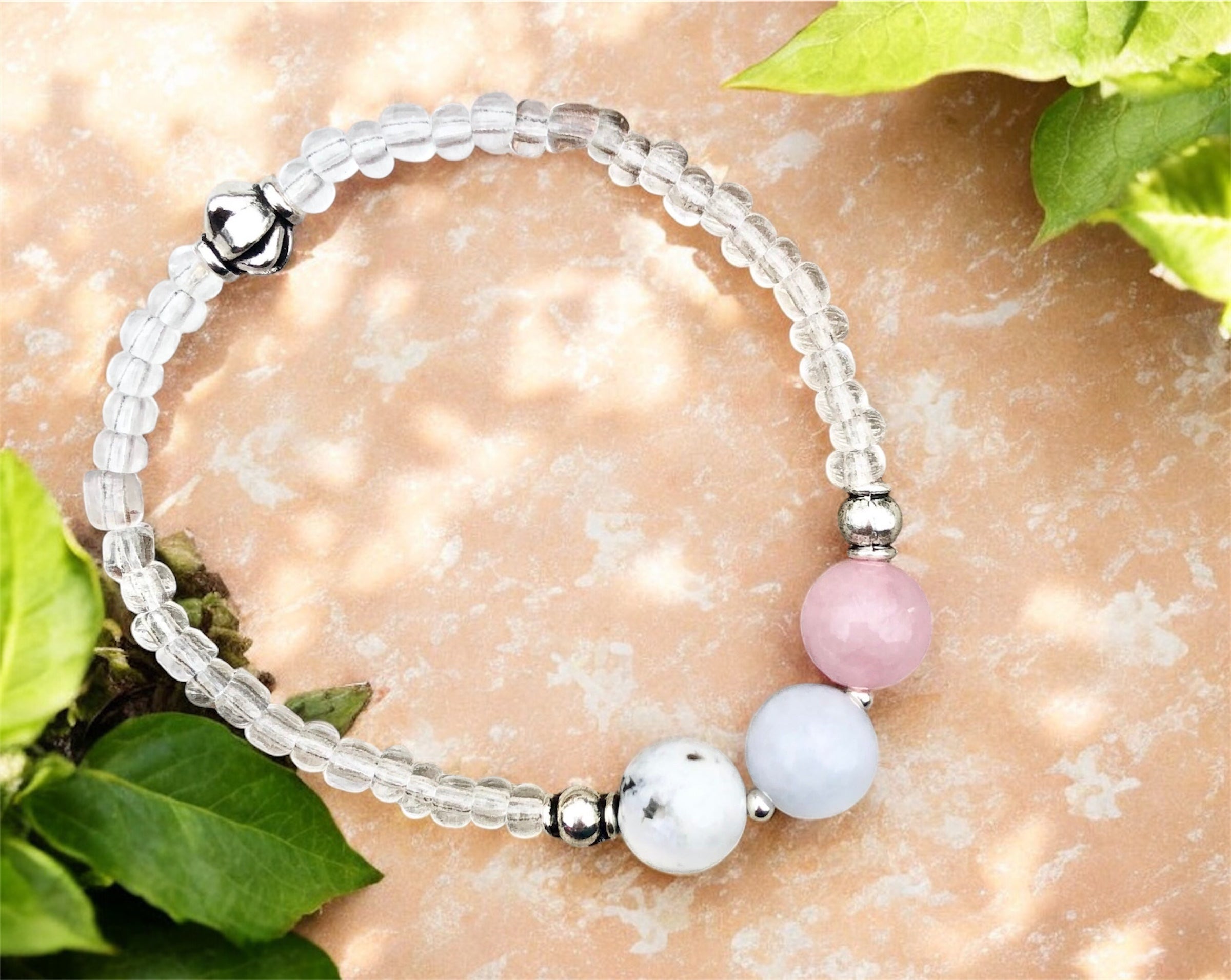 Self Love Bracelet- Moonstone, Aquamarine, Rose Quartz - Mindful Intentions