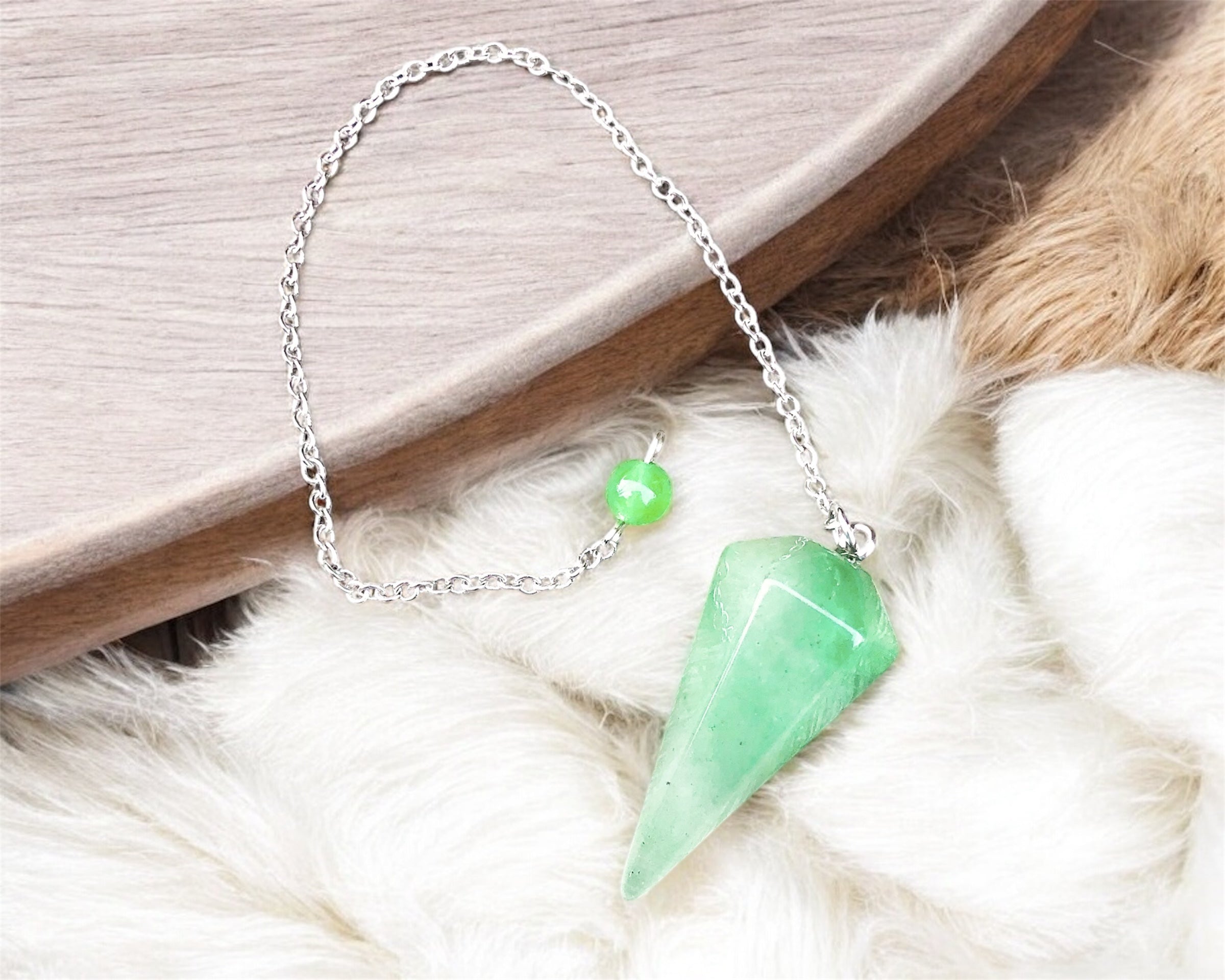 Green Aventurine Pendulum with Pendulum Board & Instructions