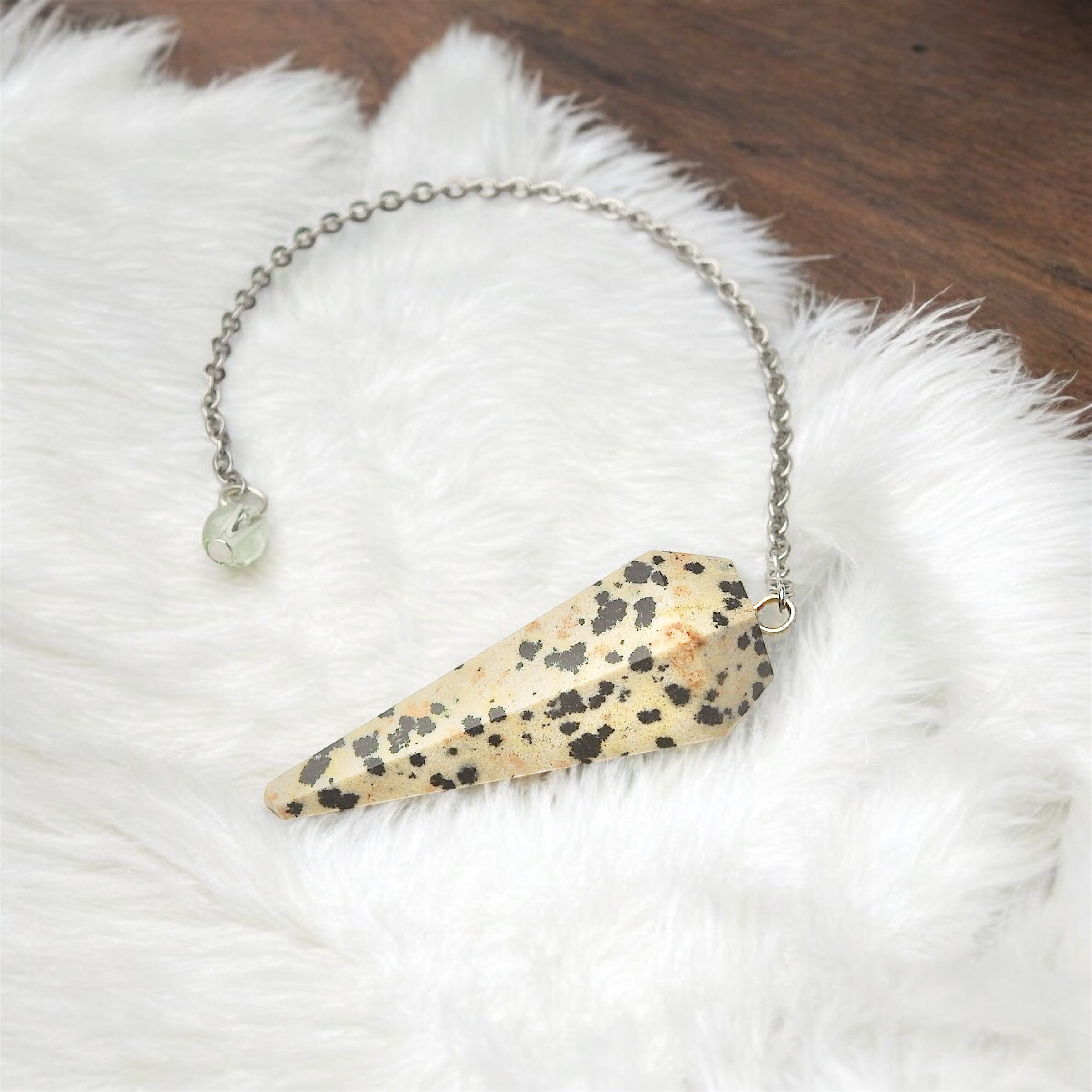 Dalmatian Jasper Pendulum with Pendulum Board & Instructions - Mindful Intentions