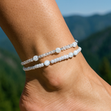 Goddess Anklet - Ice Flake Quartz Beaded Anklet